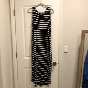 Black and white striped maxi dress